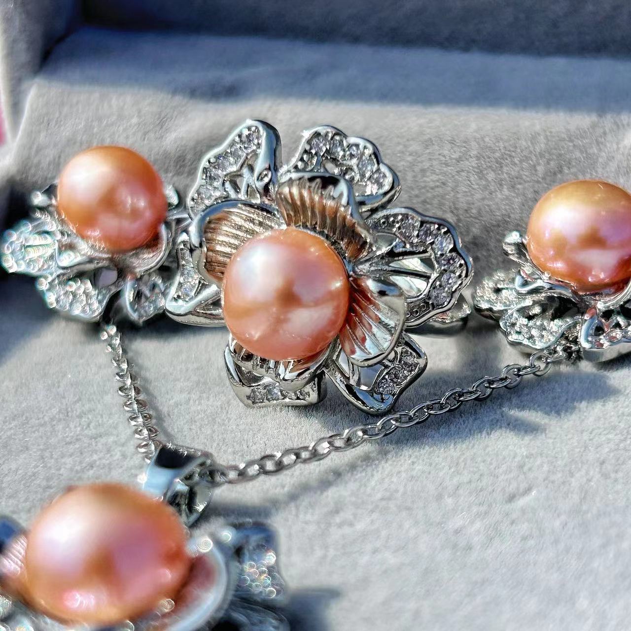 Genuine Freshwater Baroque Pearl Ocean Sunflower Set