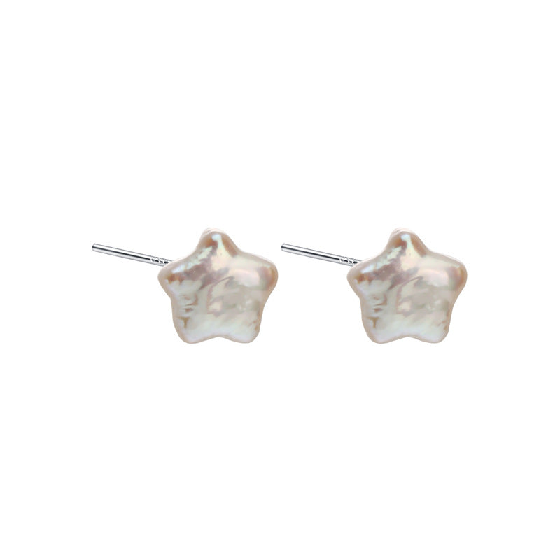 Genuine Freshwater Baroque Pearl Cute Star Earrings