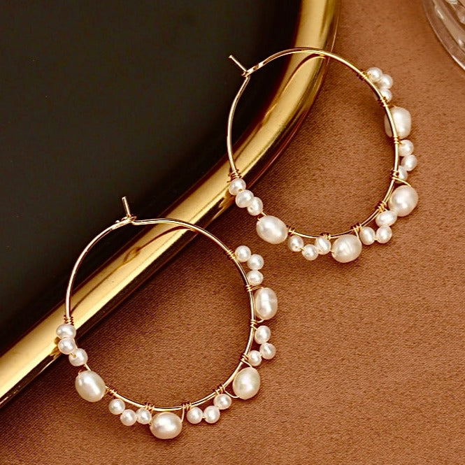 Genuine Freshwater Baroque Pearl Halo Earrings