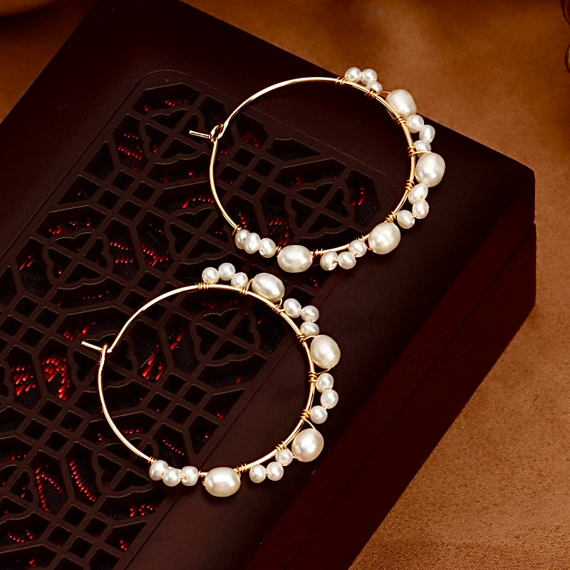 Genuine Freshwater Baroque Pearl Halo Earrings