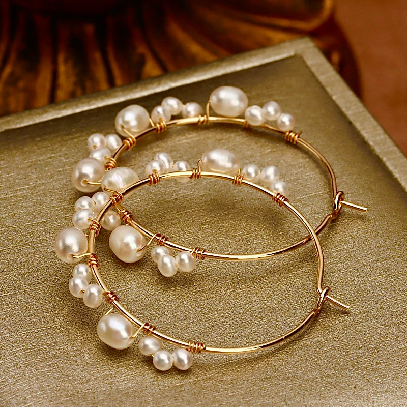 Genuine Freshwater Baroque Pearl Halo Earrings
