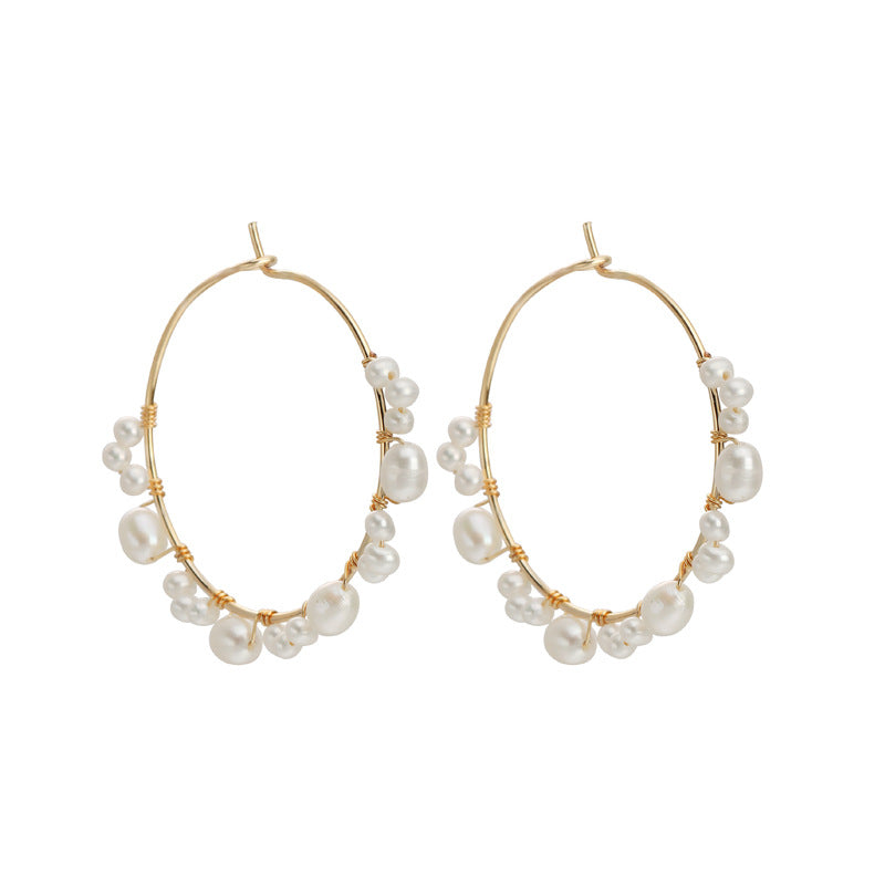 Genuine Freshwater Baroque Pearl Halo Earrings