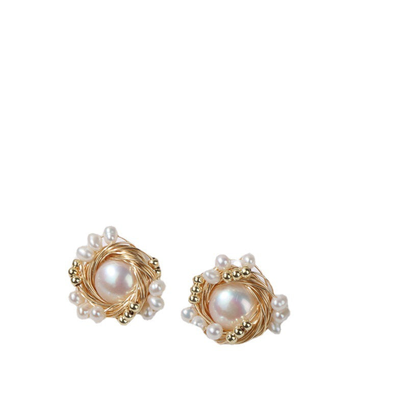 Genuine Freshwater Baroque Pearl The Bird's Nest Earrings