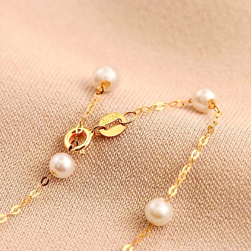 Solid 18K Gold Genuine Freshwater Gypsophila Bracelet