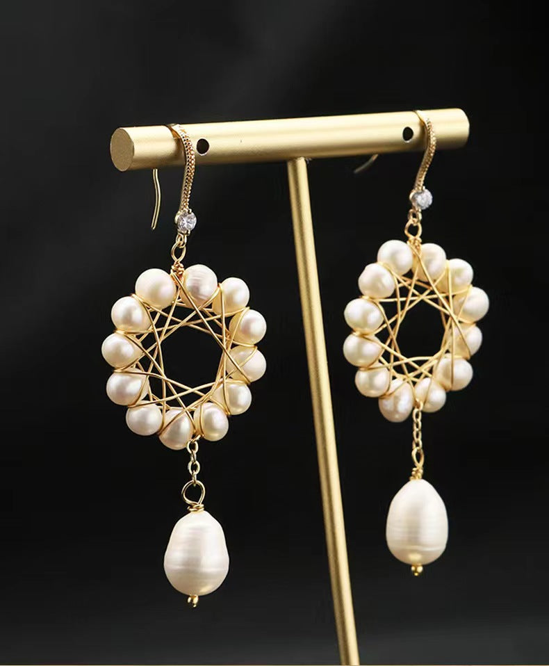 Genuine Freshwater Baroque Pearl Sun Flower Earrings (Limited Edition)