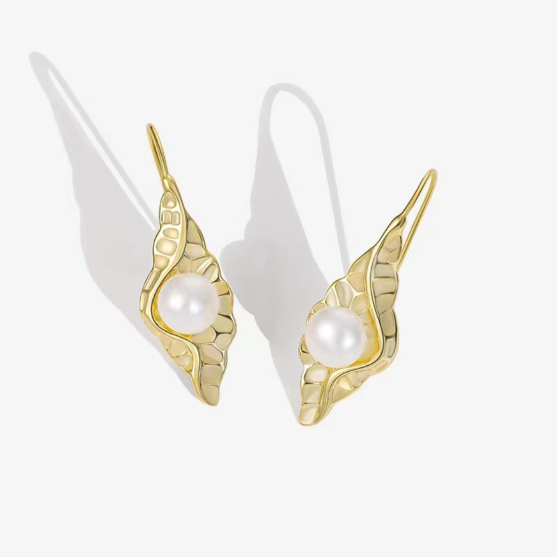 Genuine Baroque Pearl Solid S925 Silver Pupa Earrings
