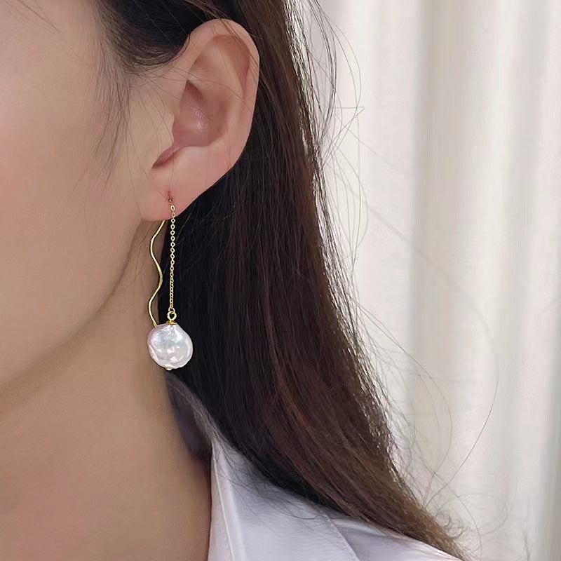 Genuine Baroque Pearl Solid S925 Silver Greek Organ Earrings