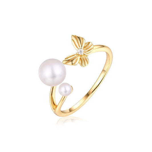 Genuine Natural Freshwater Pearl Butterflies Flying Ring