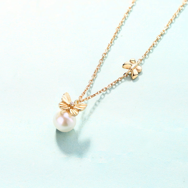 Genuine Natural Freshwater Pearl Butterflies Flying Necklace
