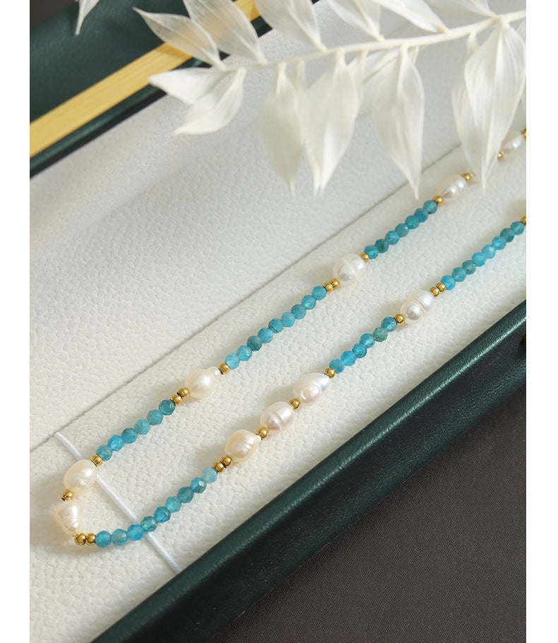 Genuine Freshwater Pearl Titanium Steel Blue Jellyfish Necklace