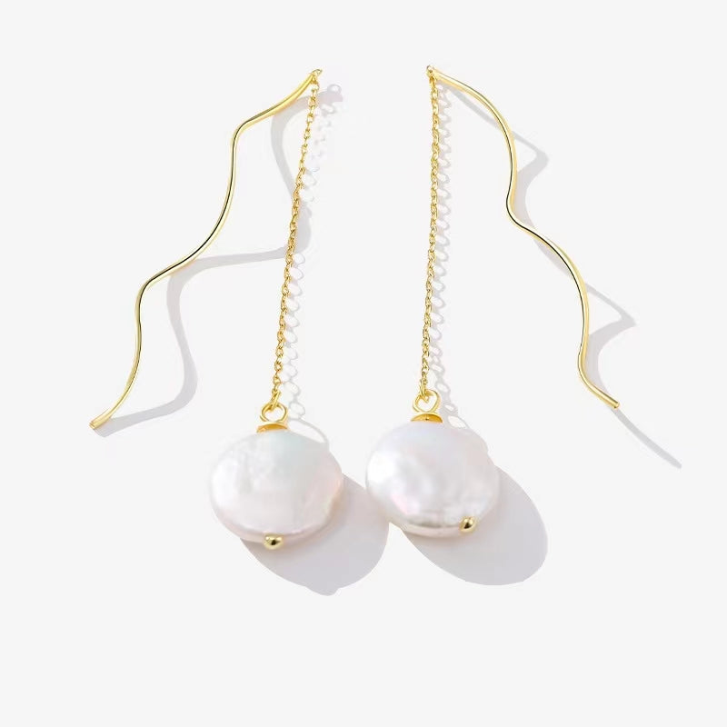 Genuine Baroque Pearl Solid S925 Silver Greek Organ Earrings