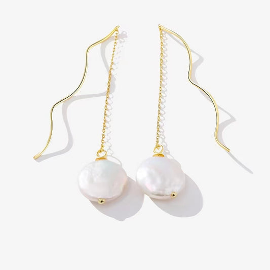 Genuine Baroque Pearl Solid S925 Silver Greek Organ Earrings