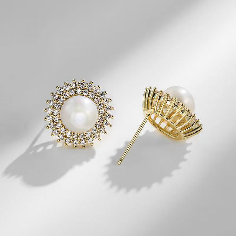 Genuine Freshwater Pearls Sunflower Earrings