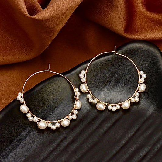Genuine Freshwater Baroque Pearl Halo Earrings