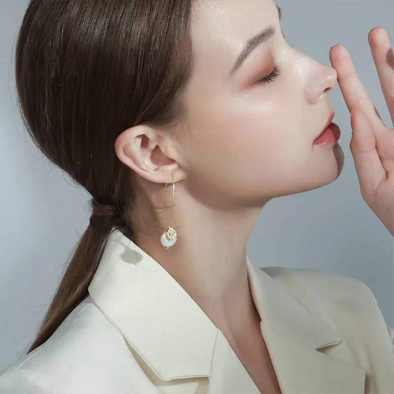 Genuine Baroque Pearl Coin Earrings