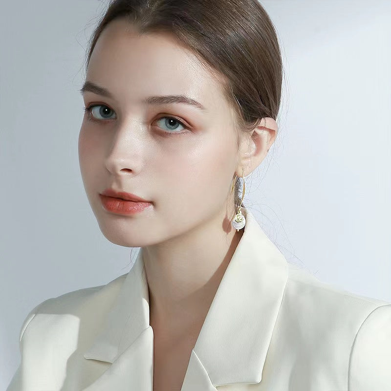 Genuine Baroque Pearl Coin Earrings