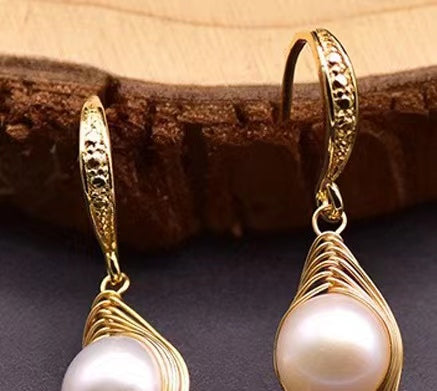 Genuine Freshwater Baroque Pearl & Lapis Lazuli Eye Earrings (Limited Edition)