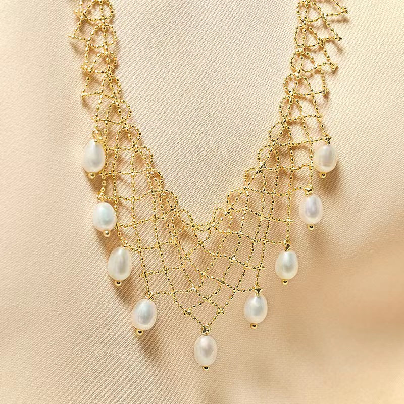 Genuine Freshwater Pearl Lace Necklace