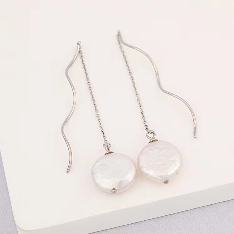 Genuine Baroque Pearl Solid S925 Silver Greek Organ Earrings