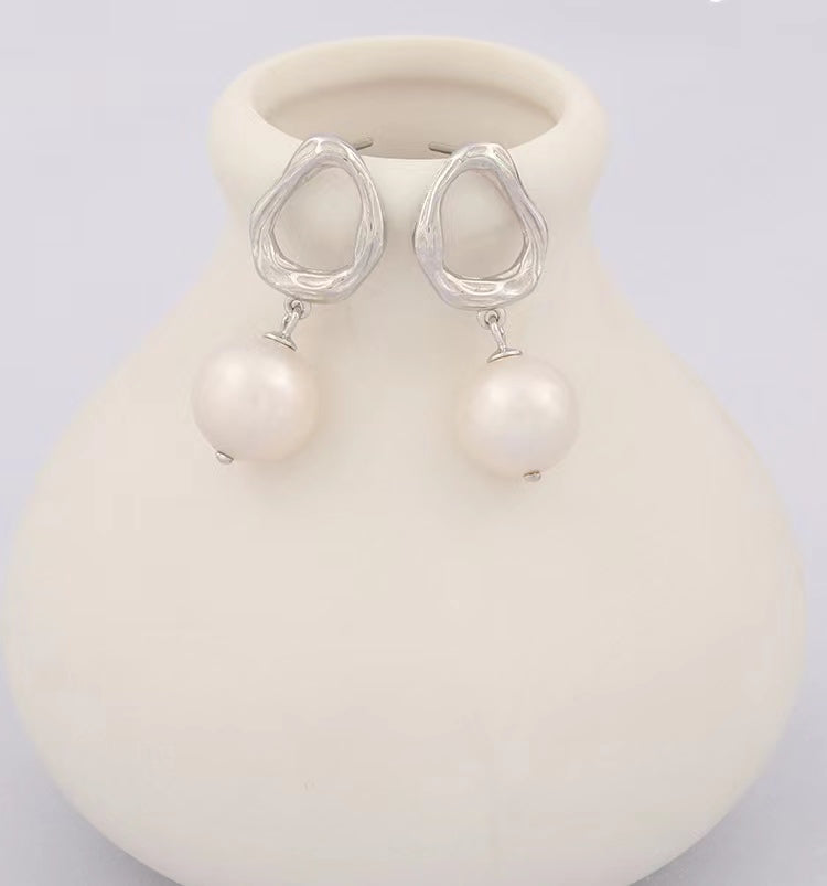 Genuine Freshwater Pearl Solid S925 Silver Soul Teardrop Earrings