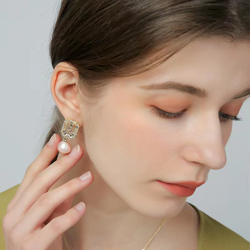 Genuine Freshwater Pearl Rose Earrings