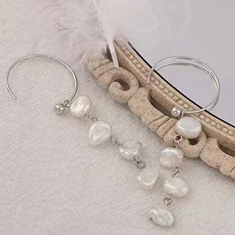 Genuine Baroque Pearl Solid S925 Silver Dew Earrings