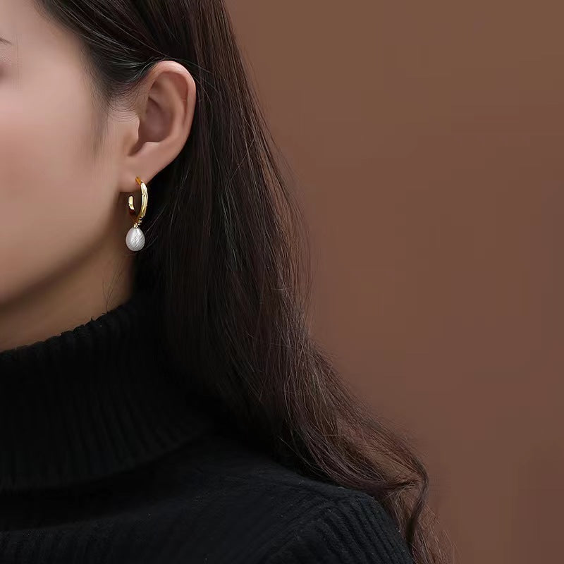 Genuine Baroque Pearl Solid S925 Silver Bird Bone Earrings