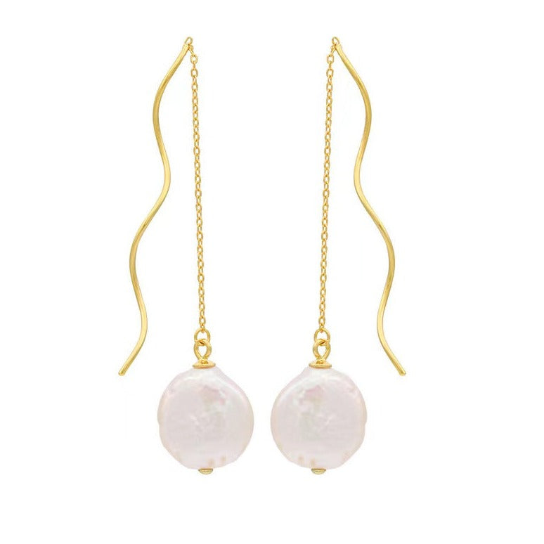 Genuine Baroque Pearl Solid S925 Silver Greek Organ Earrings