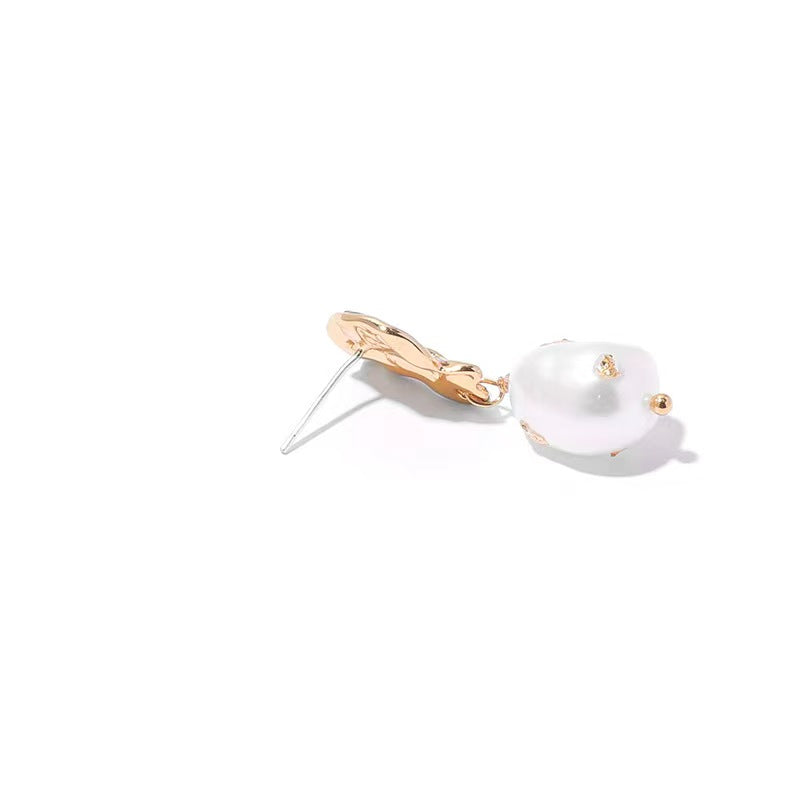 Genuine Freshwater Baroque Pearl Emerald Earrings