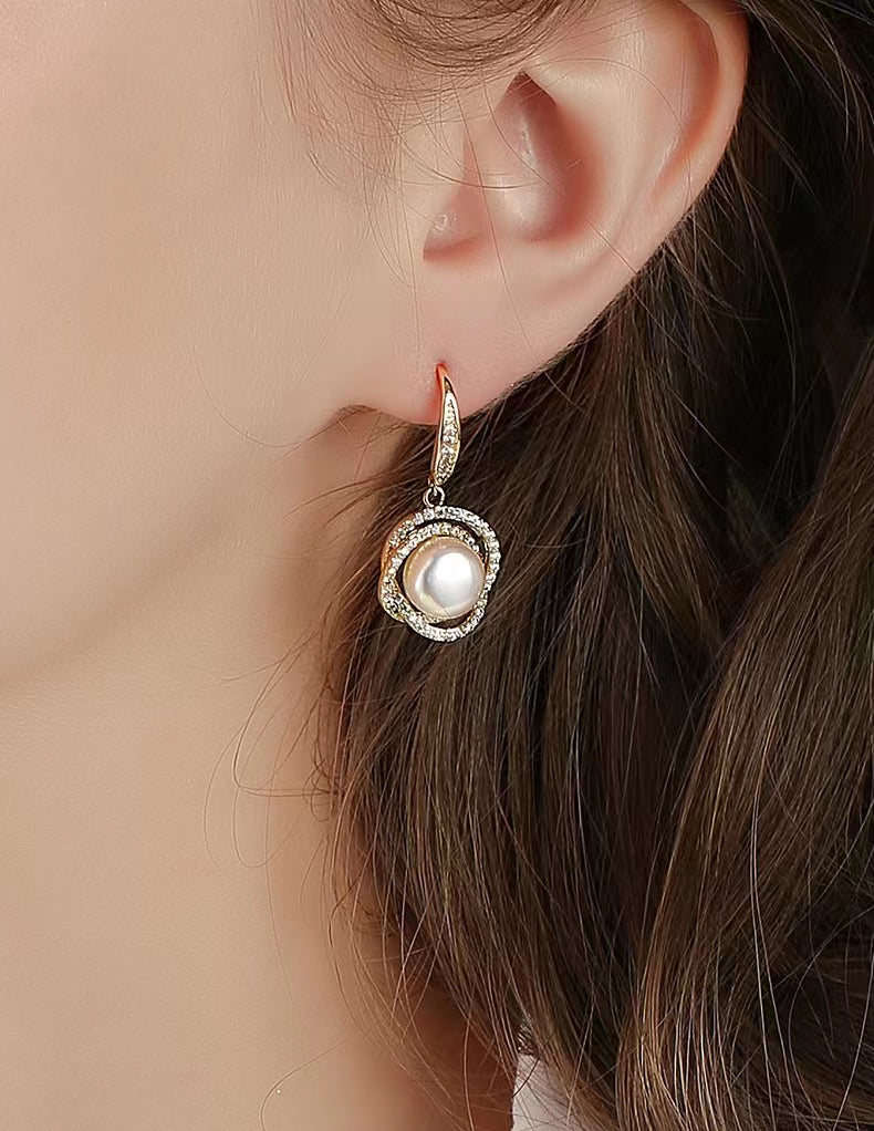 Genuine Freshwater Pearl Galaxy Earrings