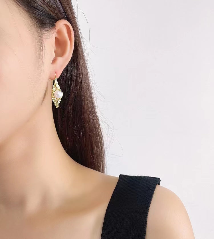 Genuine Baroque Pearl Solid S925 Silver Pupa Earrings