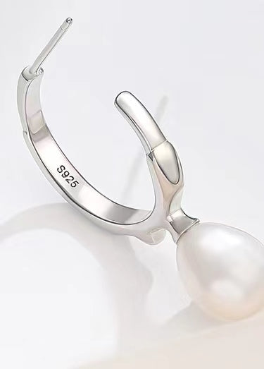 Genuine Baroque Pearl Solid S925 Silver Bird Bone Earrings