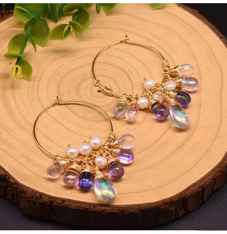 Genuine Freshwater Baroque Pearl Rainbow Tear Earrings