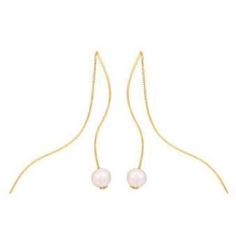 Genuine Freshwater Pearl Solid S925 Silver Streamline Earrings