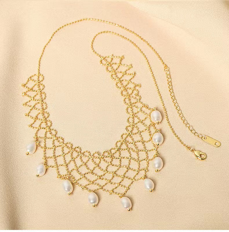 Genuine Freshwater Pearl Lace Necklace