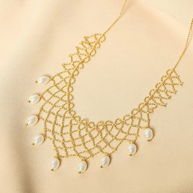 Genuine Freshwater Pearl Lace Necklace