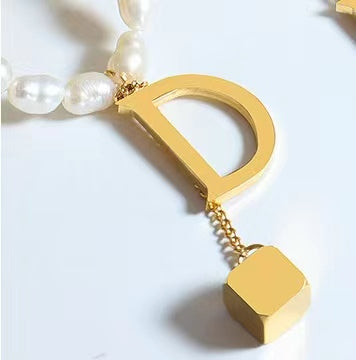 Genuine Freshwater Pearl Titanium Steel D Necklace