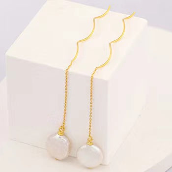 Genuine Baroque Pearl Solid S925 Silver Greek Organ Earrings