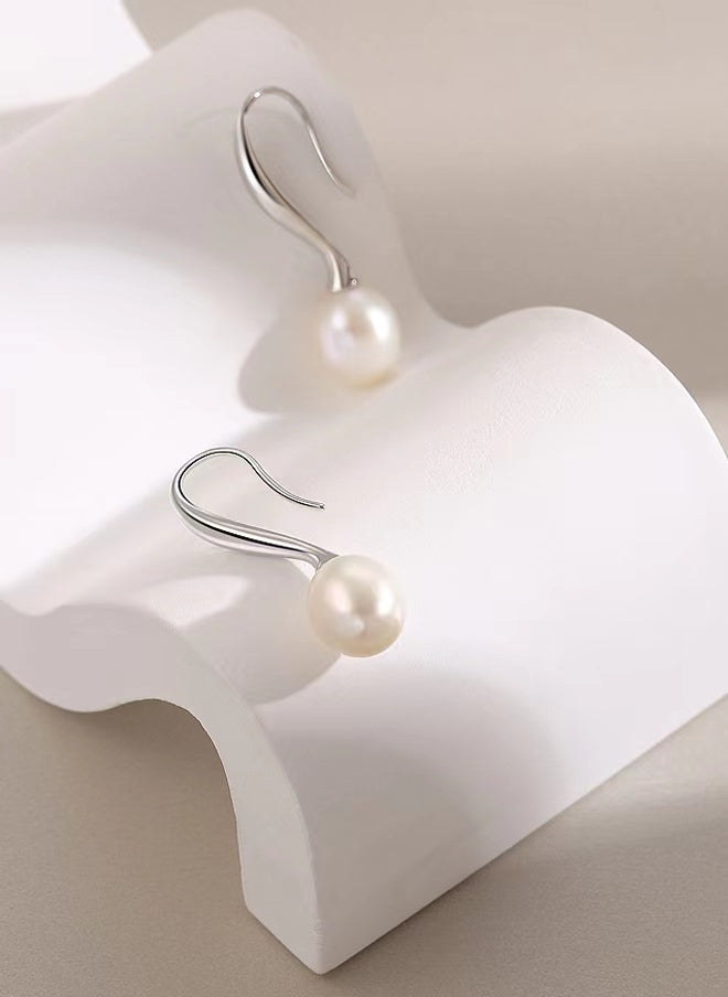 Genuine Freshwater Pearl Solid S925 Silver Sea's Eye Earrings