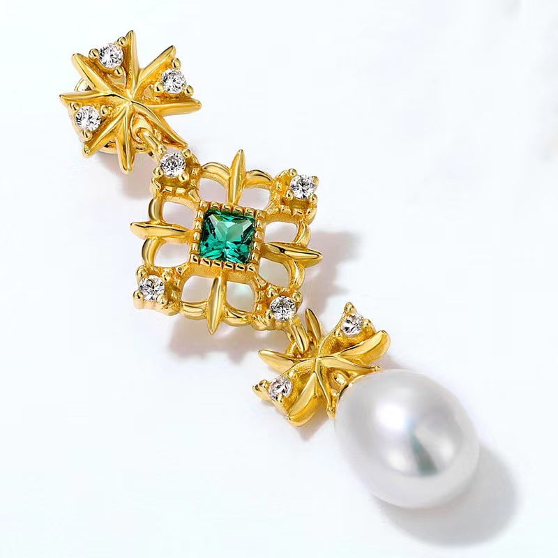Genuine Freshwater Baroque Pearl Snowflake Earrings