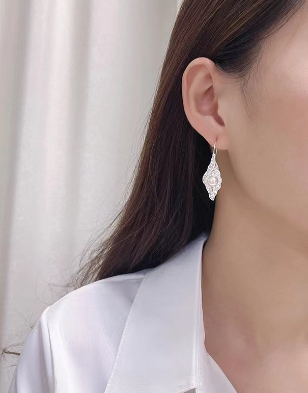 Genuine Baroque Pearl Solid S925 Silver Pupa Earrings