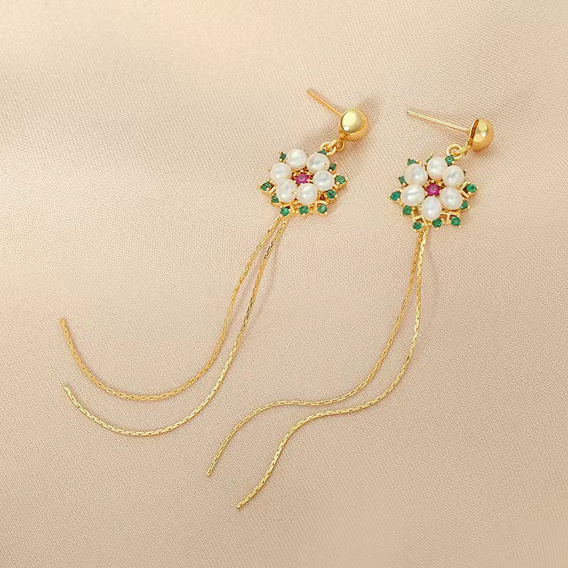 Genuine Freshwater Pearl Flower Earrings