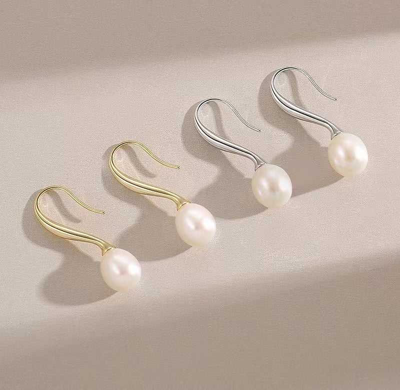 Genuine Freshwater Pearl Solid S925 Silver Sea's Eye Earrings