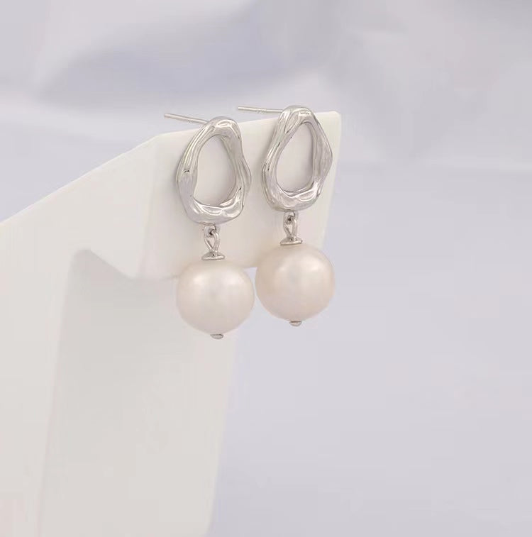 Genuine Freshwater Pearl Solid S925 Silver Soul Teardrop Earrings