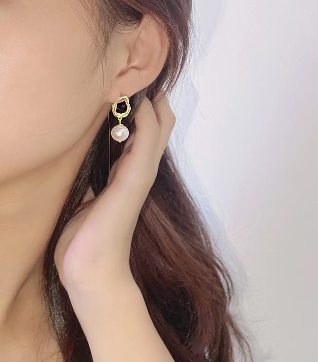 Genuine Freshwater Pearl Solid S925 Silver Soul Teardrop Earrings