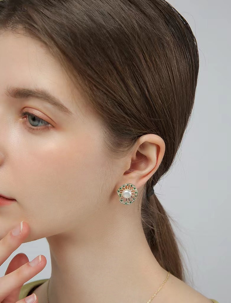 Genuine Freshwater Pearl Lotus Leaf Earrings