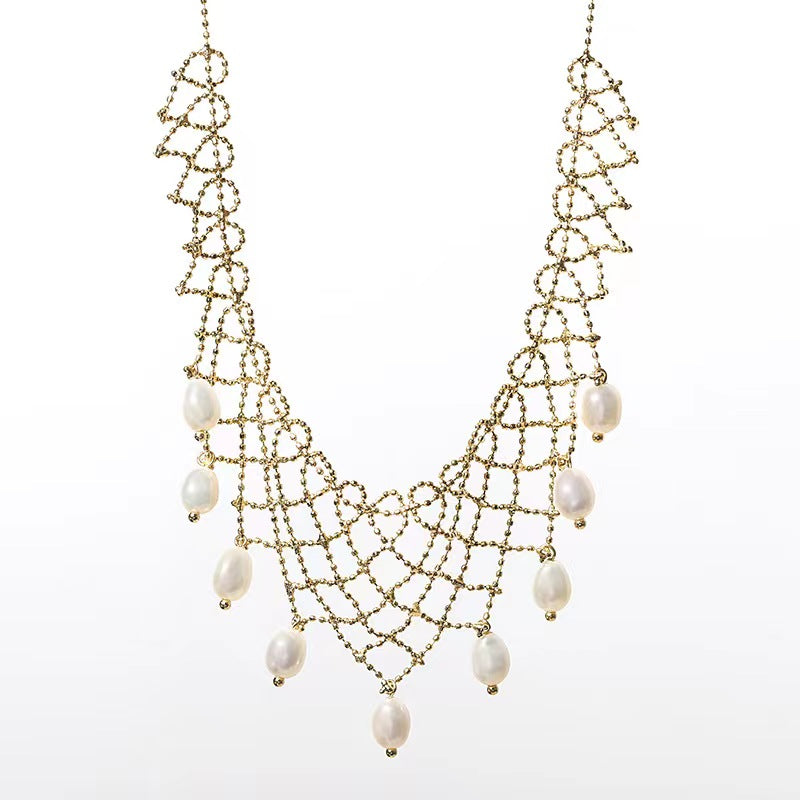 Genuine Freshwater Pearl Lace Necklace