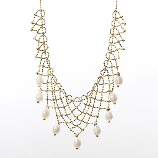 Genuine Freshwater Pearl Lace Necklace