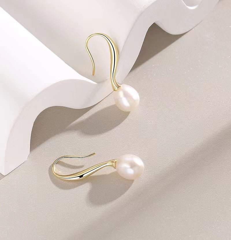 Genuine Freshwater Pearl Solid S925 Silver Sea's Eye Earrings