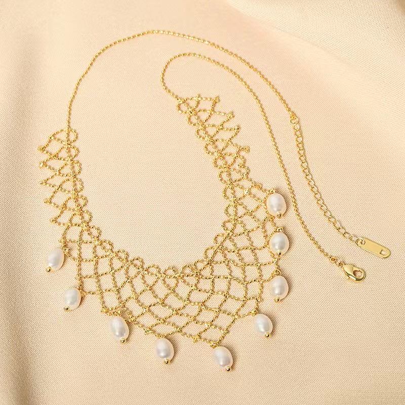 Genuine Freshwater Pearl Lace Necklace